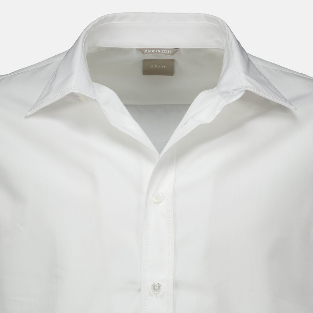 Chemises Camisa Branca com Bordado Moulures Dior Blanc Homme