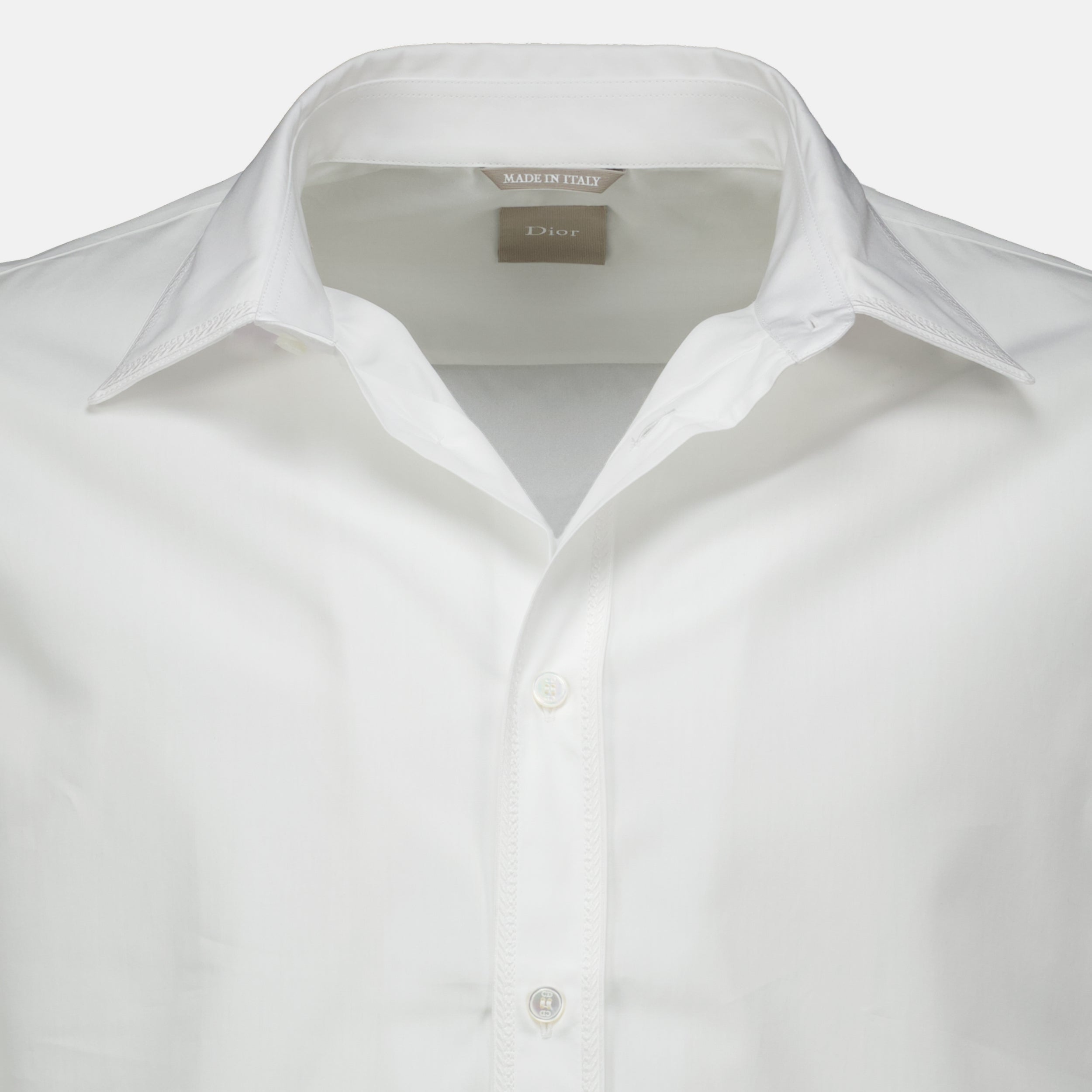 Chemises Camisa Branca com Bordado Moulures Dior Blanc Homme