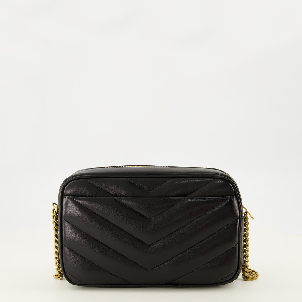 Sacs à main et épaule Bolsa Loulou Camera em Couro Matelassé Preto Saint Laurent Noir Femme