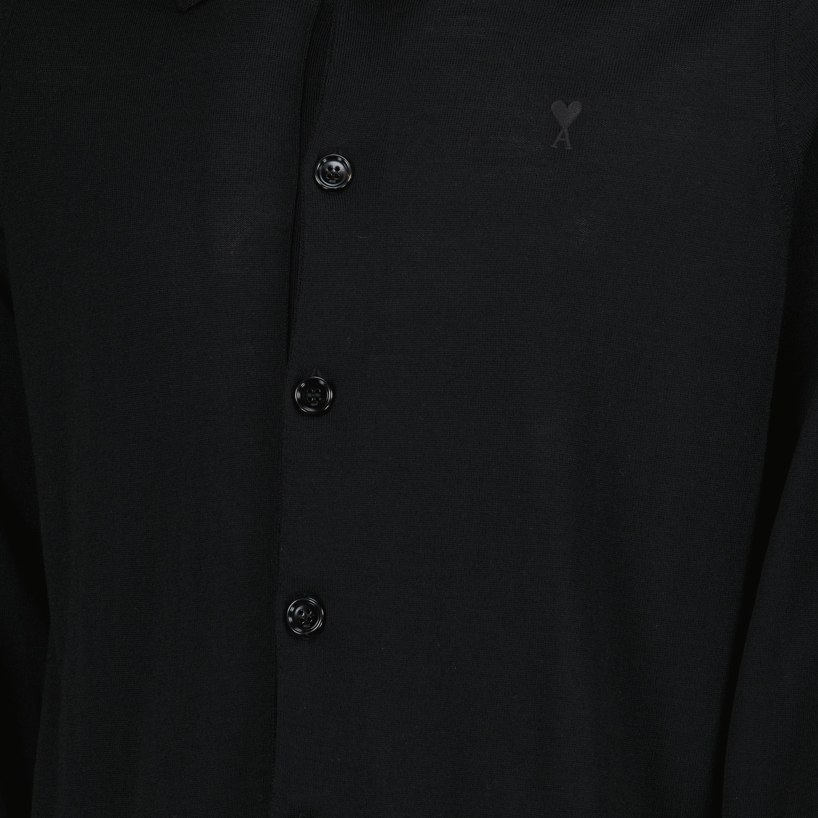 Chemises 블랙 울 가디건 Ami PARIS Noir Homme