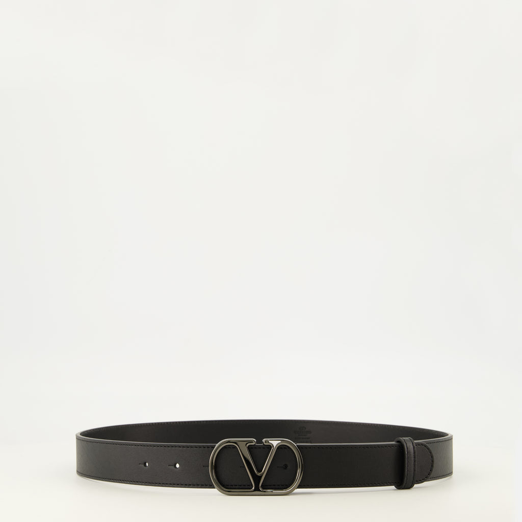 Ceintures Cintura VLogo in Pelle Nera Valentino Garavani Noir Homme