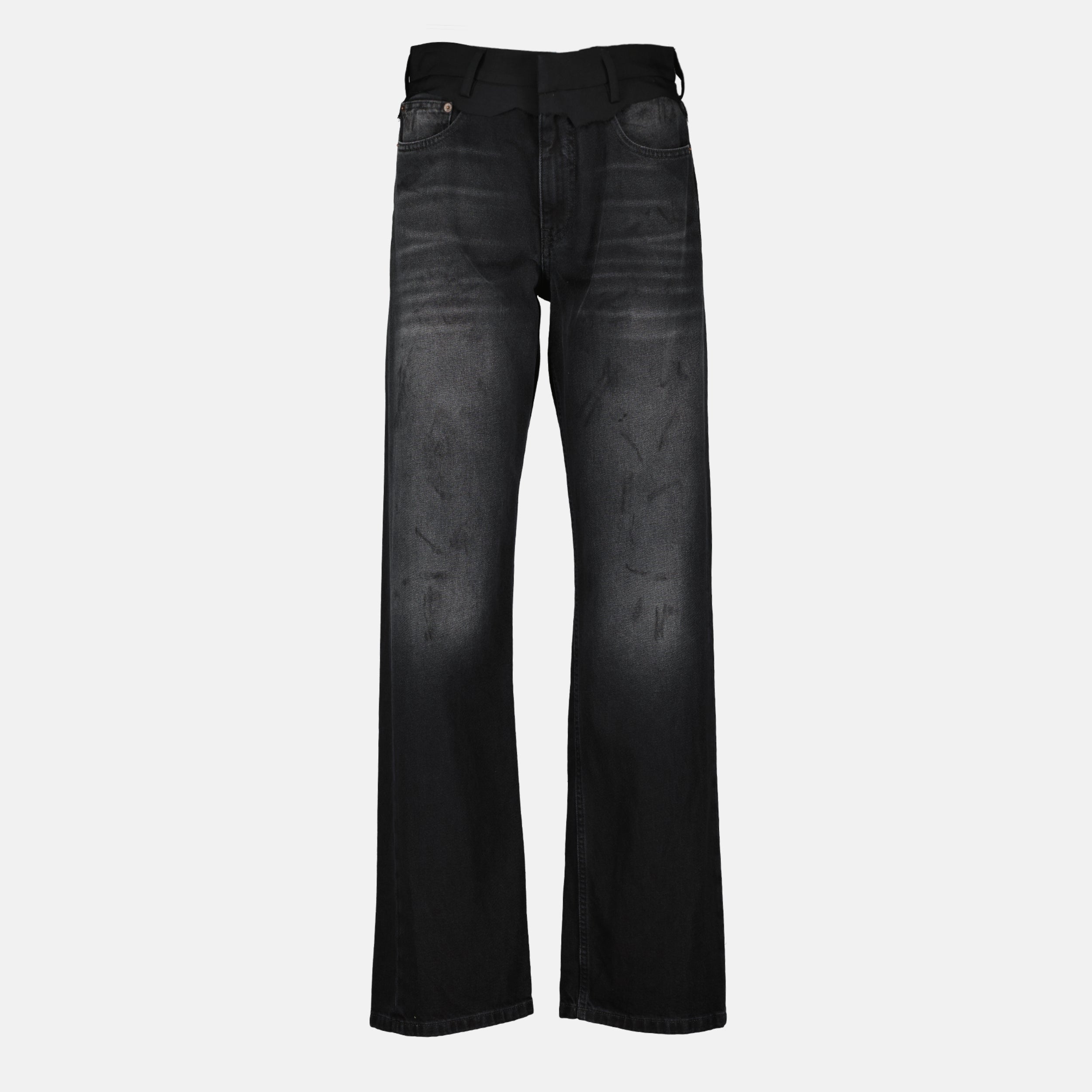 Pantalons Jean droit en denim noir Mm6 Noir Femme