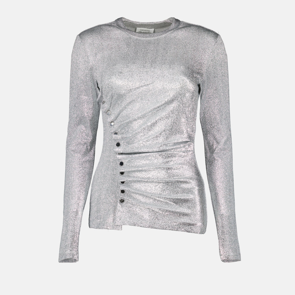 Tops Drapiertes Lurex-Top Rabanne Silber Femme