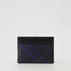 Small leather goods Check Card Holder Burberry Dark blue Men