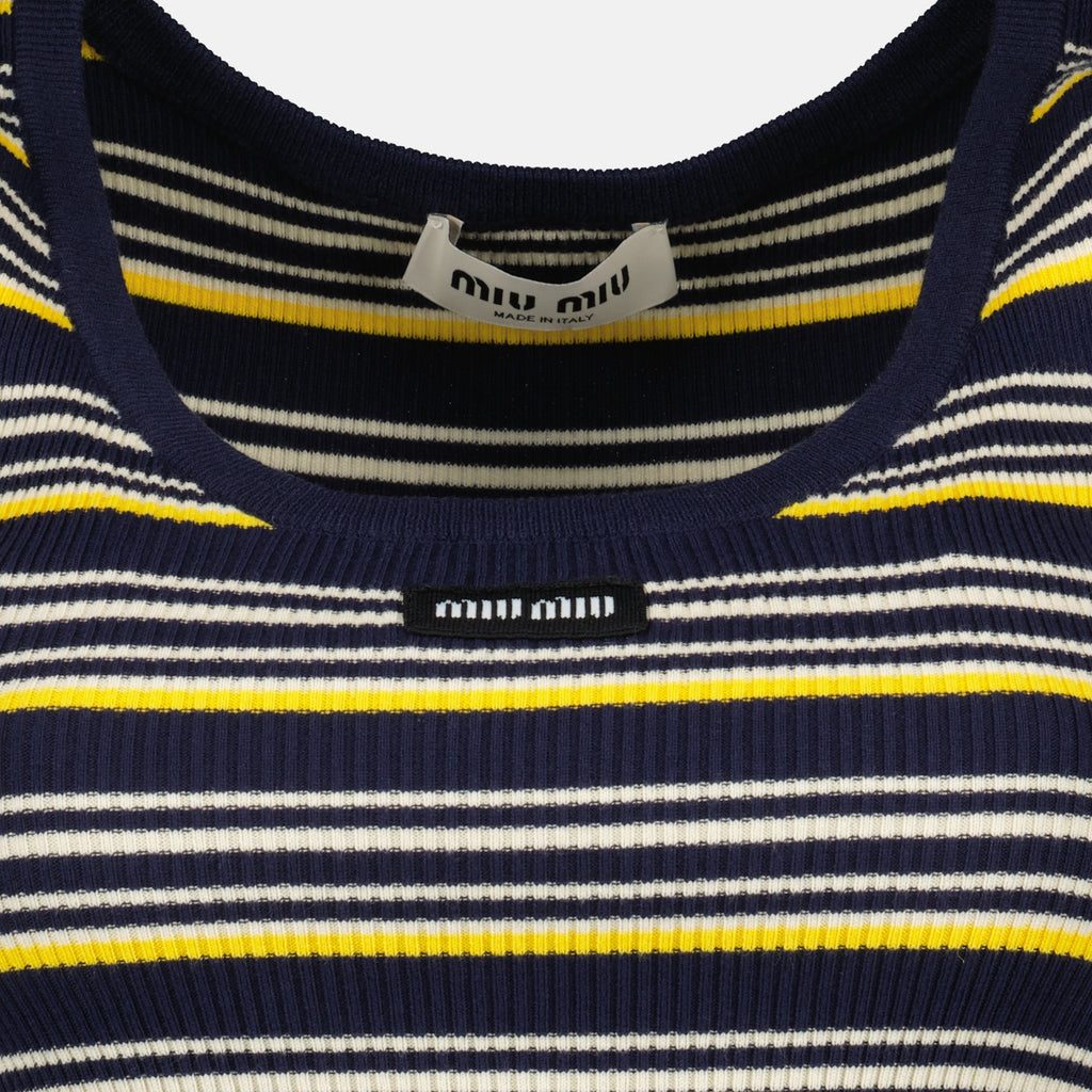 Immagine dell'articolo Top a righe blu navy di Miu Miu per Donna - Stagione Primavera-Estate 2026 - Vista Dettagliata 1