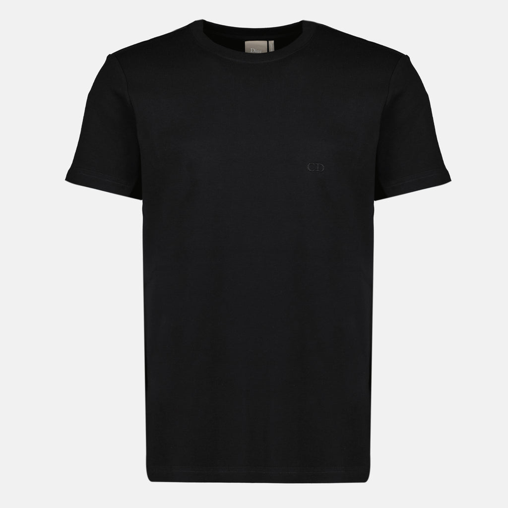 T-shirts T-shirt in cotone nero ricamata CD Dior Noir Homme