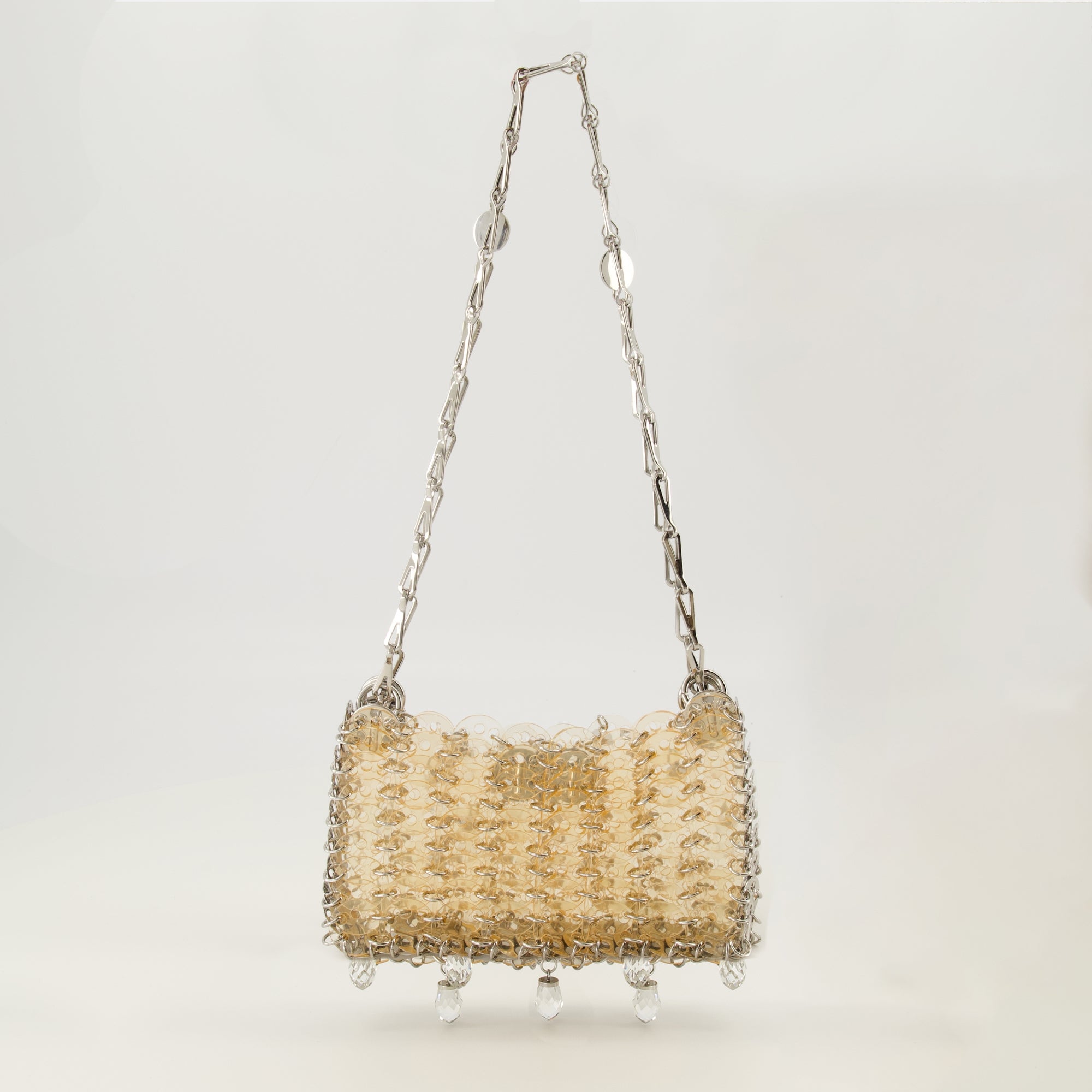 Image de l'article Sac 1969 nano avec cristaux doré de la marque Rabanne pour Femme - Saison Printemps-Été 2026 - Vue de Dos