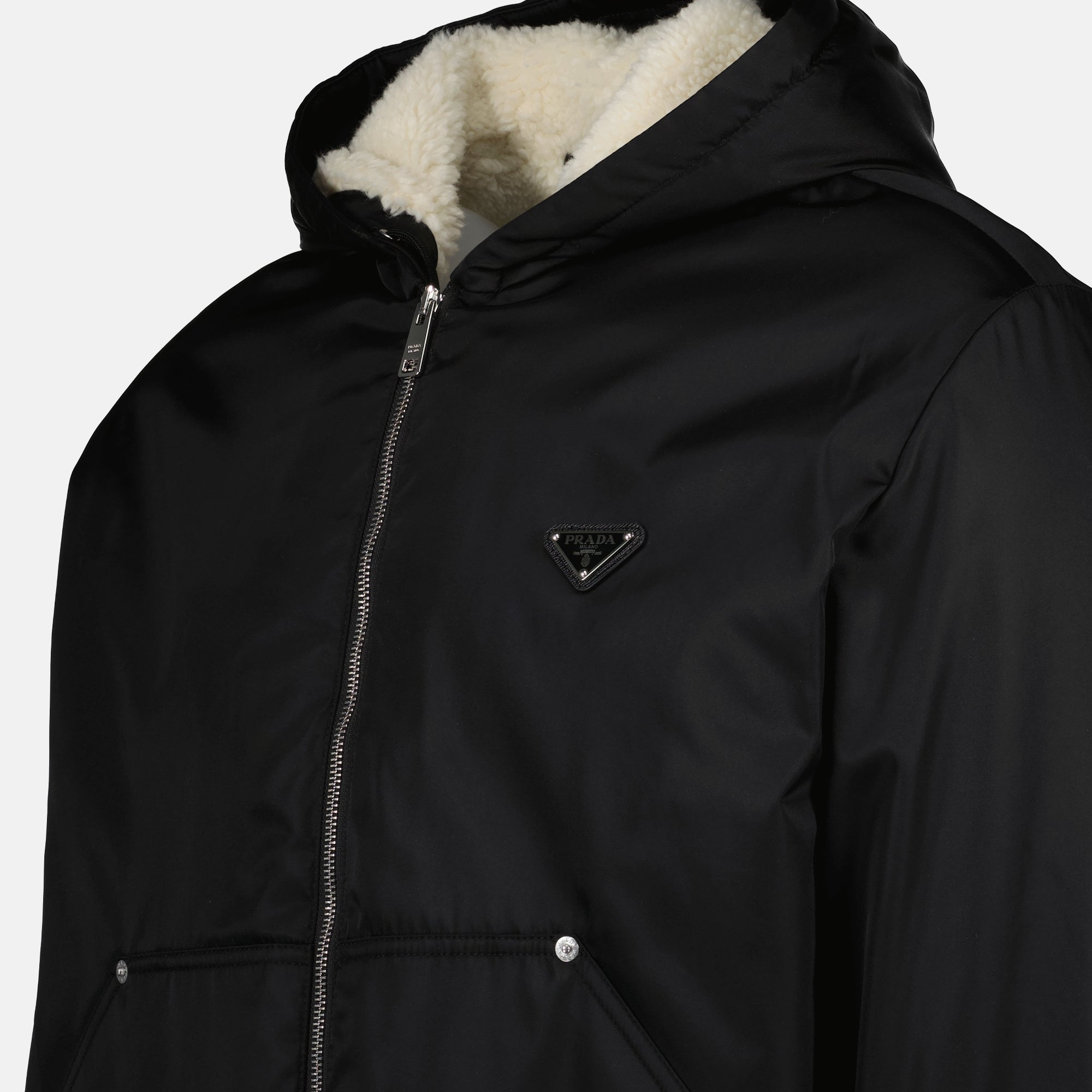 Vestes Veste en Re-Nylon fourrée Prada Noir Homme