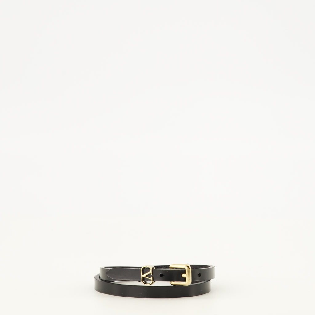 Bijoux Bracciale in Pelle Nera VLogo Valentino Garavani Noir Femme