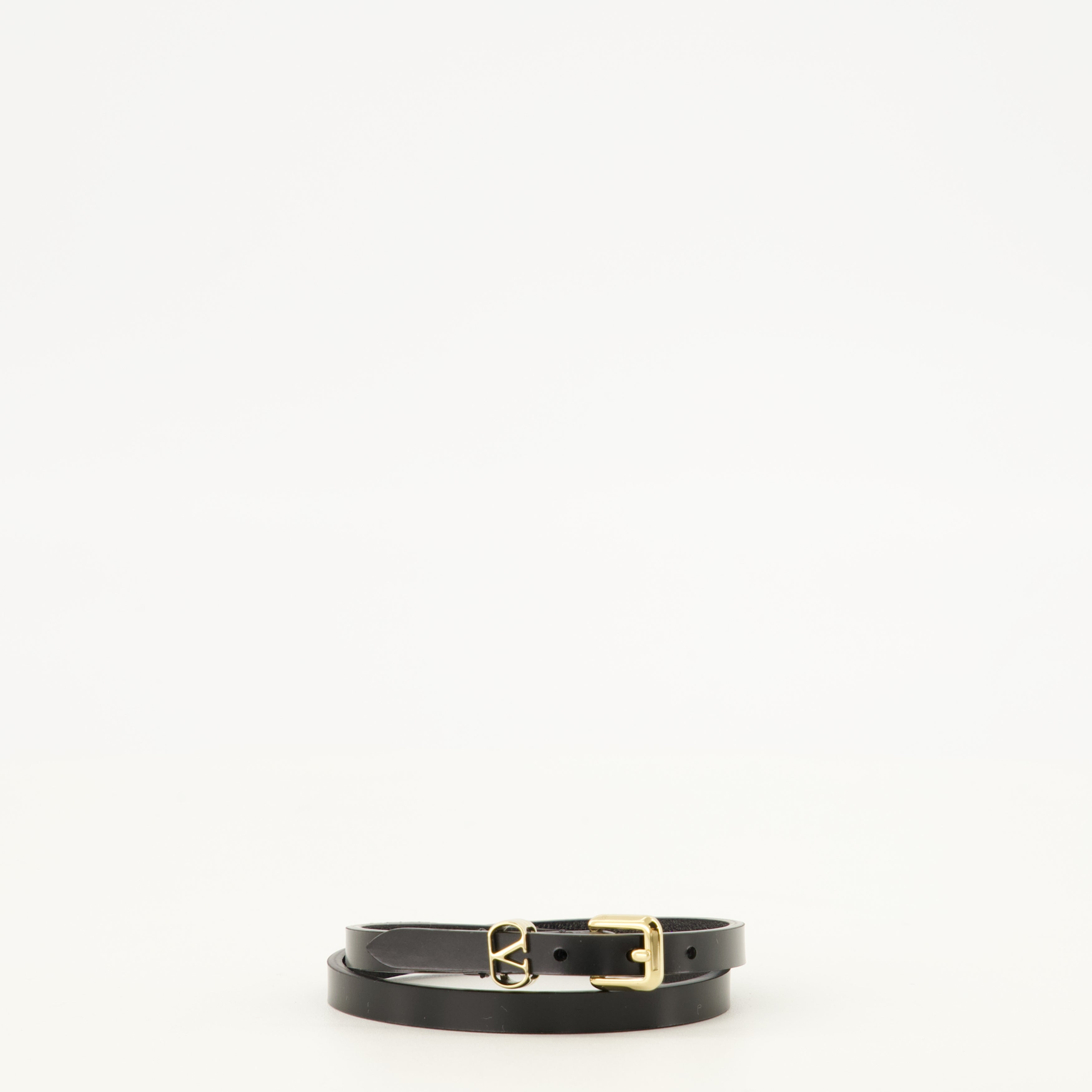 Bijoux Bracelet VLogo en cuir noir Valentino Garavani Noir Femme