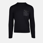 Maille Pull en laine et Re-Nylon Prada Noir Homme