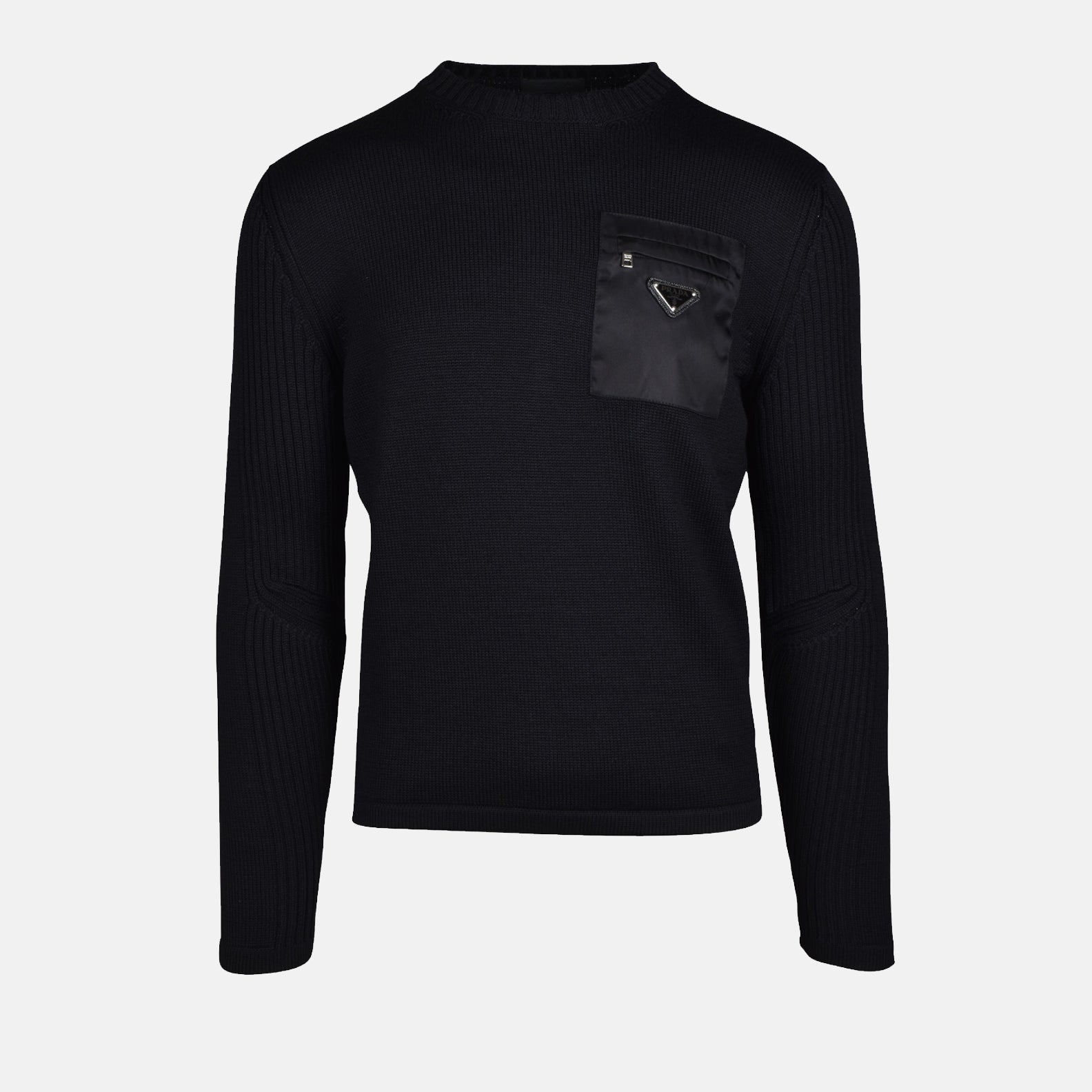 Maille Pull en laine et Re-Nylon Prada Noir Homme
