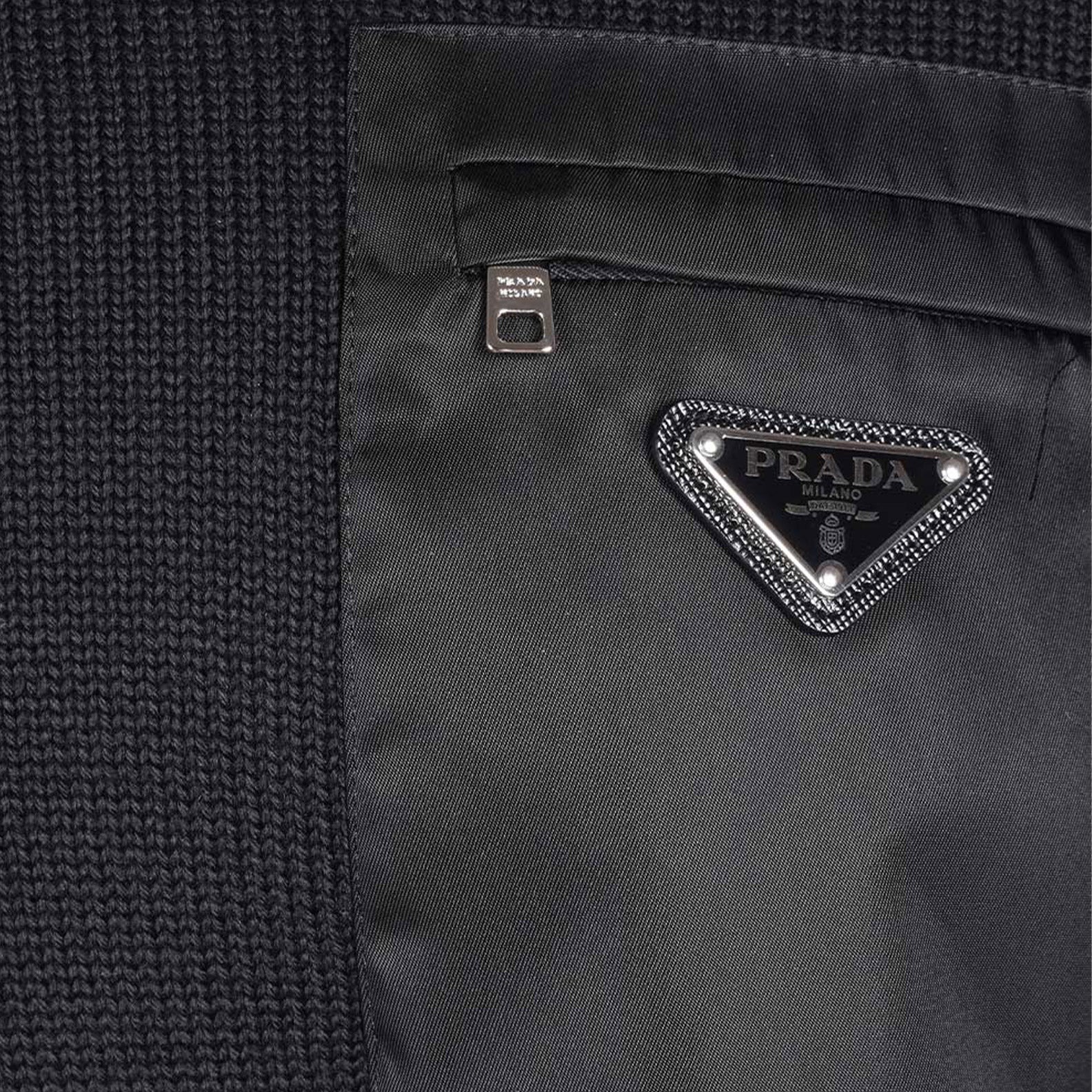 Maille Pull en laine et Re-Nylon Prada Noir Homme