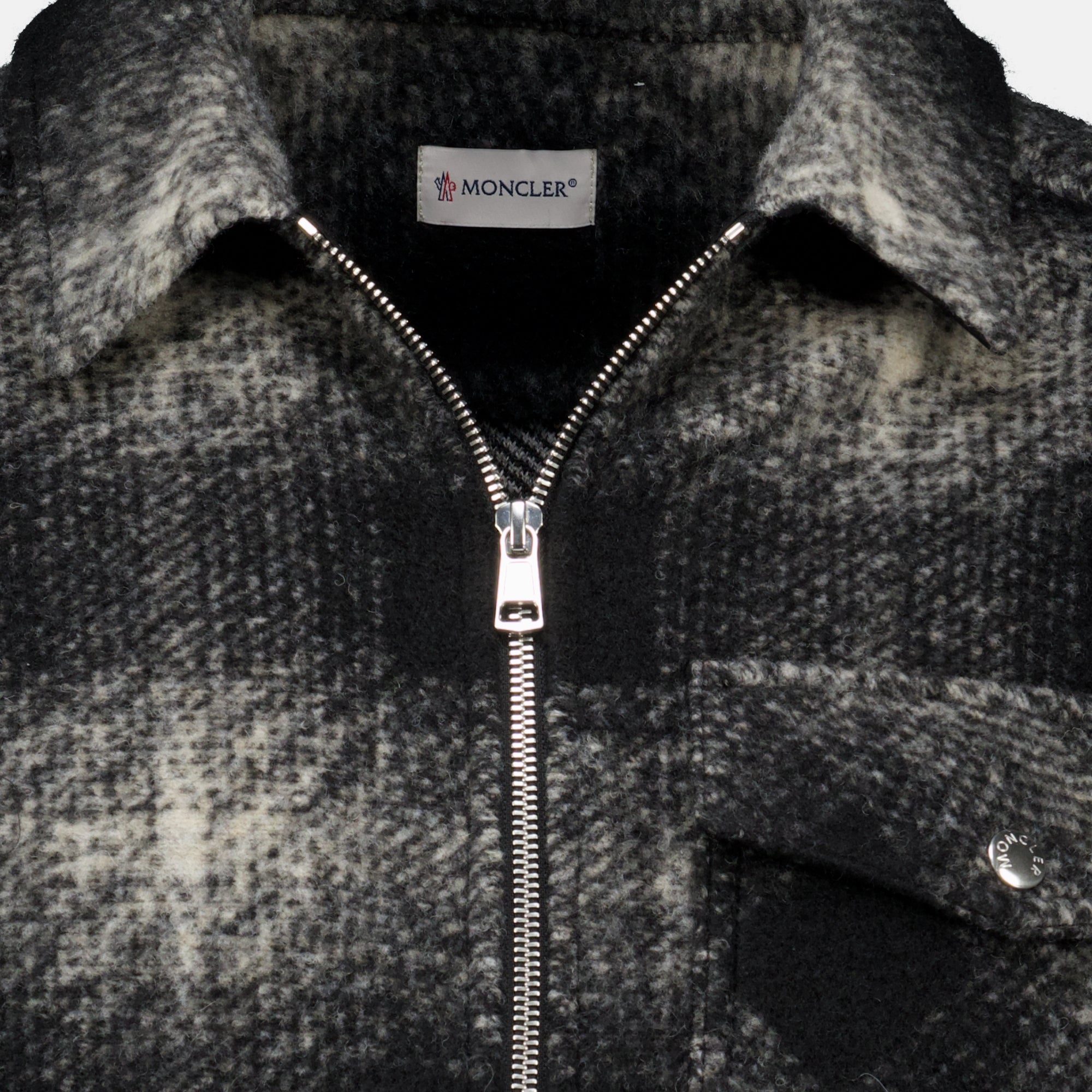 Vestes Black Checkered Zip-Up Shirt Moncler Noir Homme