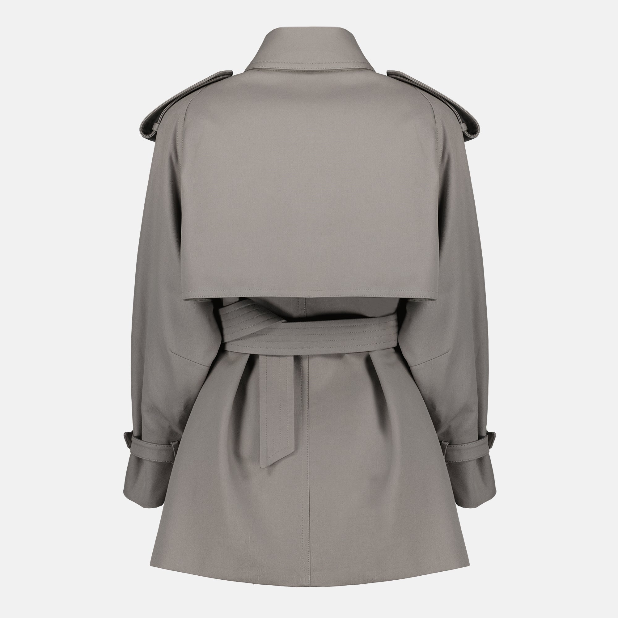 Manteaux Gray Cotton Gabardine Mid-Length Trench Coat Max Mara Gris Femme