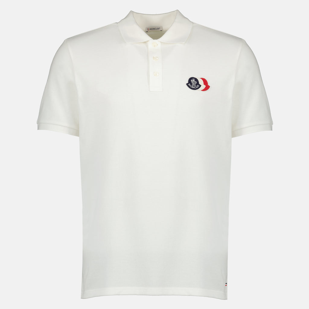 Polos ホワイトコットンピケポロ Moncler Blanc Homme