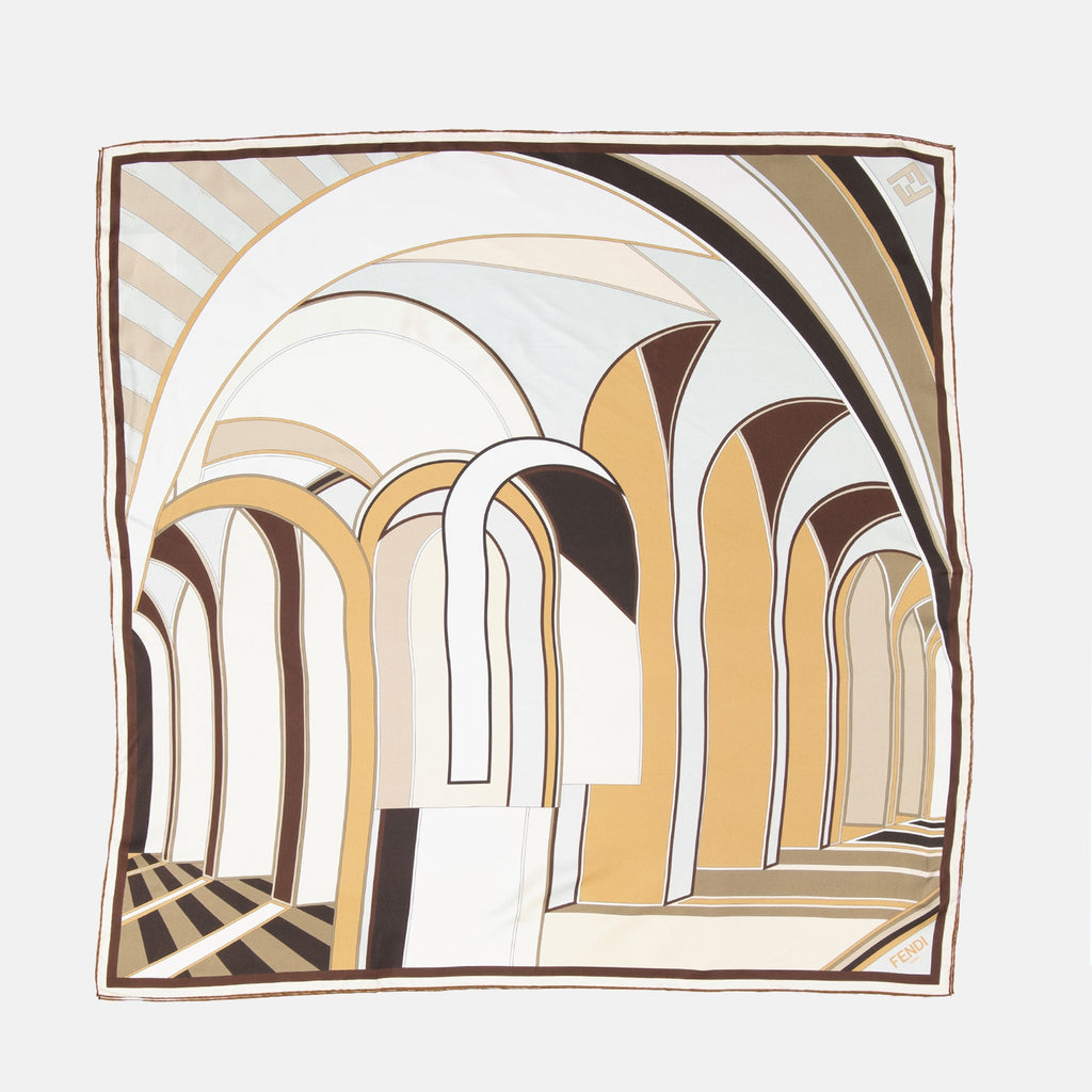 Écharpes, foulards et gants Carré de soie Fendi Marron Femme