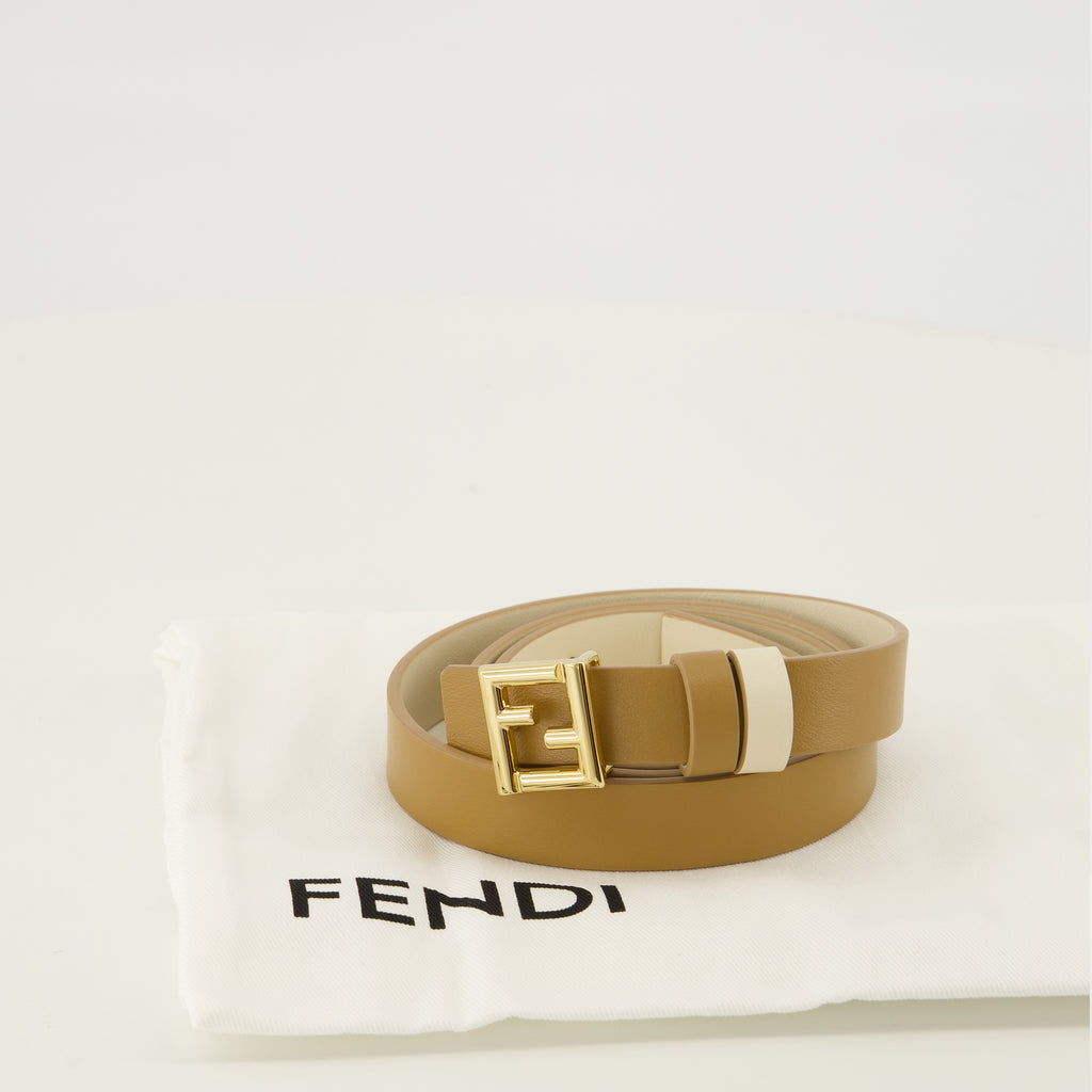 Ceintures Umkehrbarer FF Gürtel Fendi Marron Femme