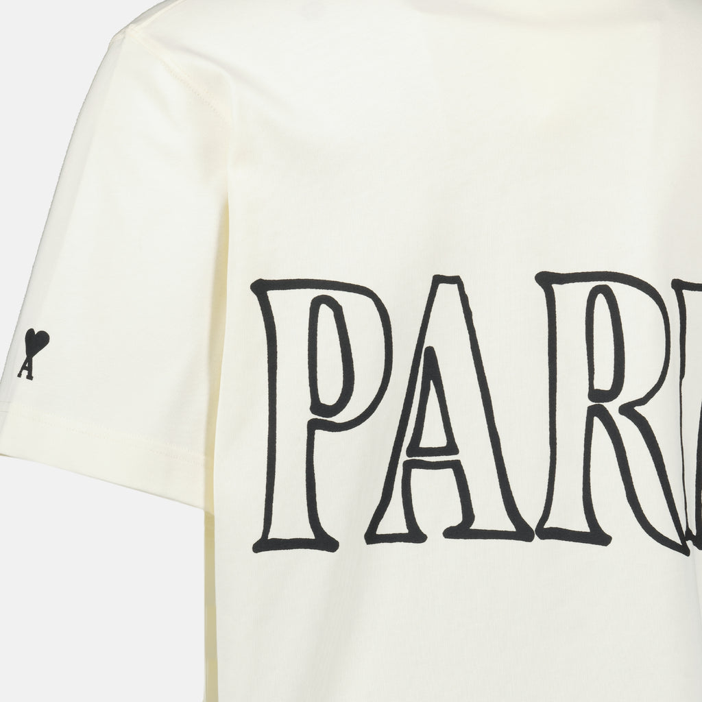 Imagen de la camiseta blanca estampada de la marca Ami PARIS para unisex - Temporada Primavera-Verano 2026 - Vista Detallada 4