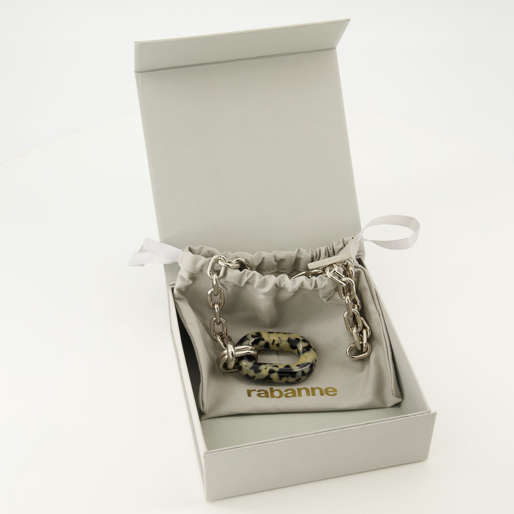 Bijoux Collier XL Link argenté à imprimé Rabanne Argenté Femme