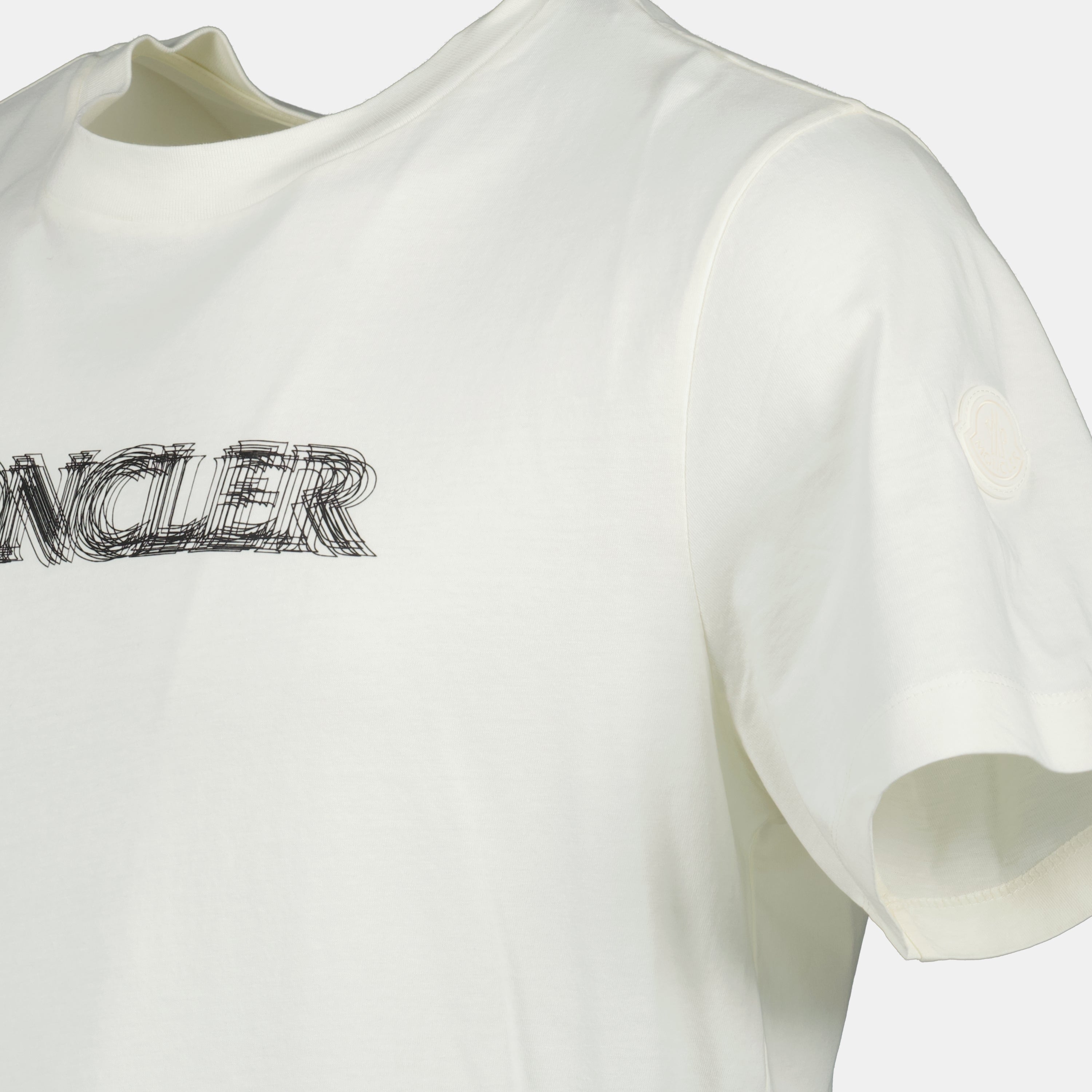 T-shirts T-shirt à logo flouté Moncler Blanc Homme