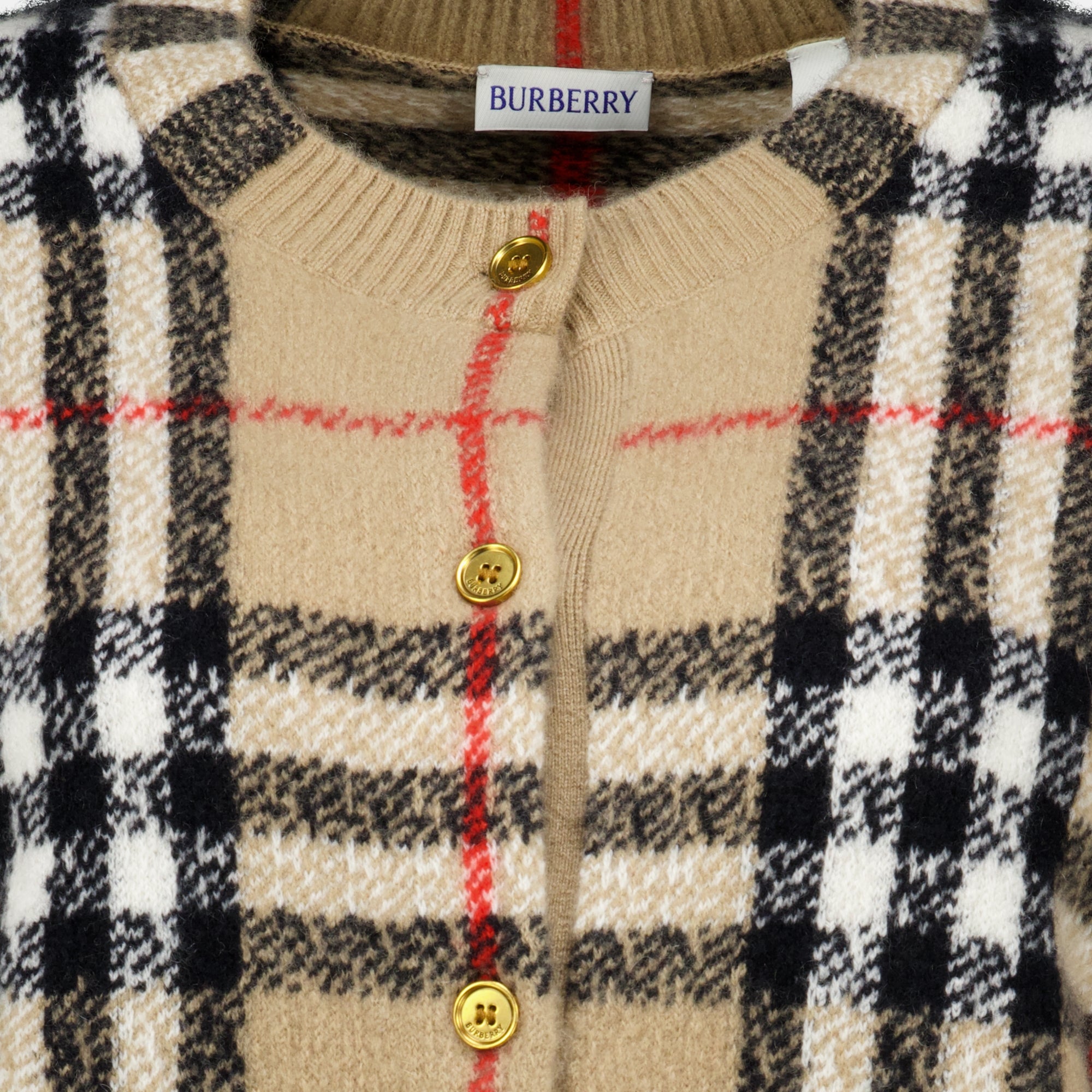 Maille Cárdigan de Cachemira a Cuadros Burberry Beige Femme
