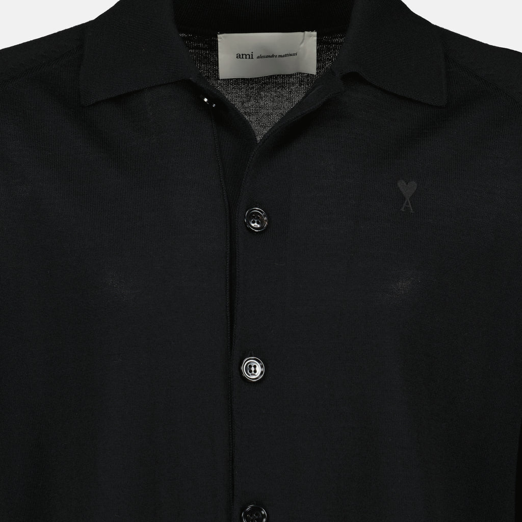 Chemises Schwarzer Wollcardigan Ami PARIS Noir Homme