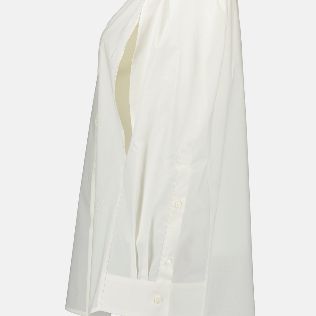 Chemises Camicia Bianca in Popeline Senza Maniche Mm6 Blanc Femme