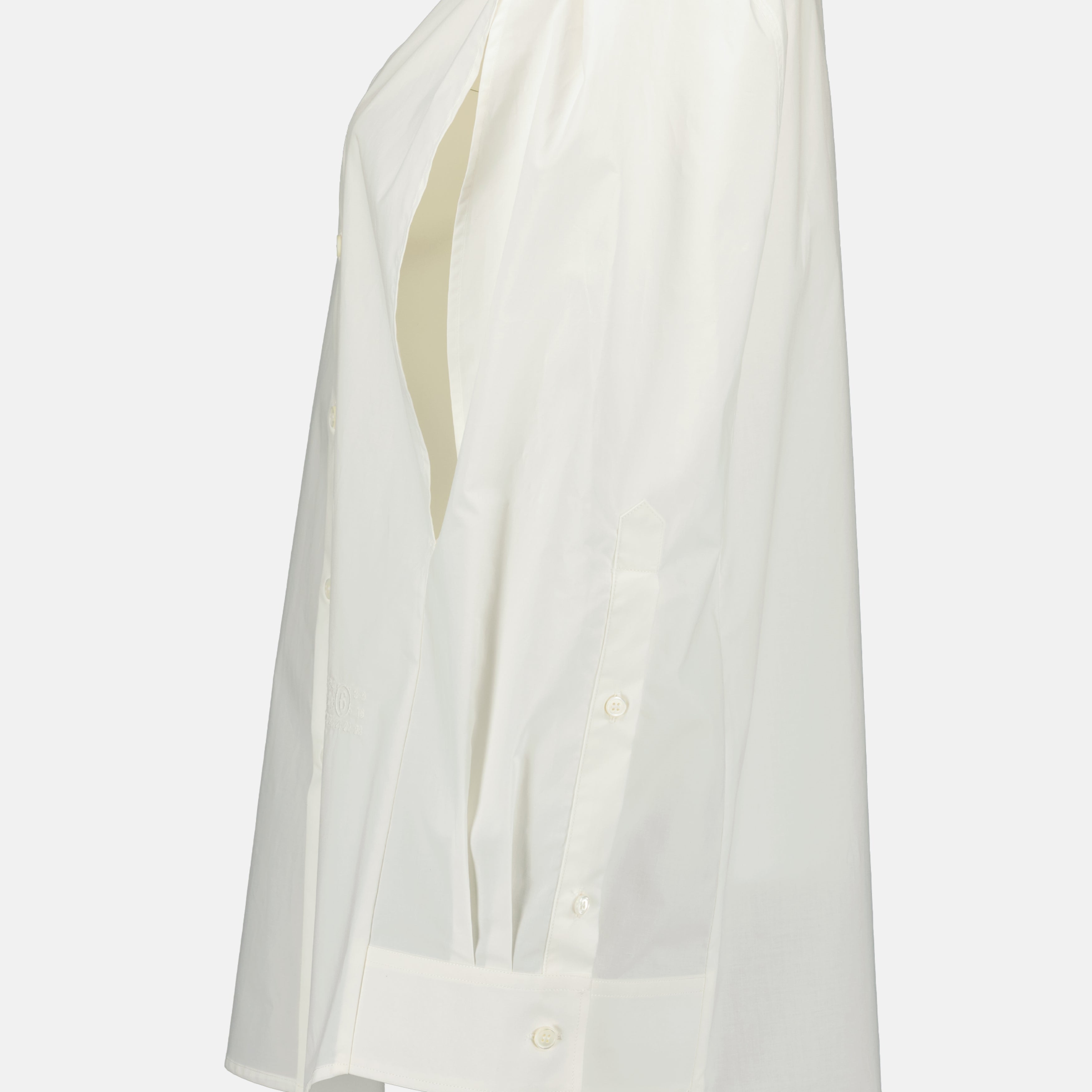 Chemises Camicia Bianca in Popeline Senza Maniche Mm6 Blanc Femme