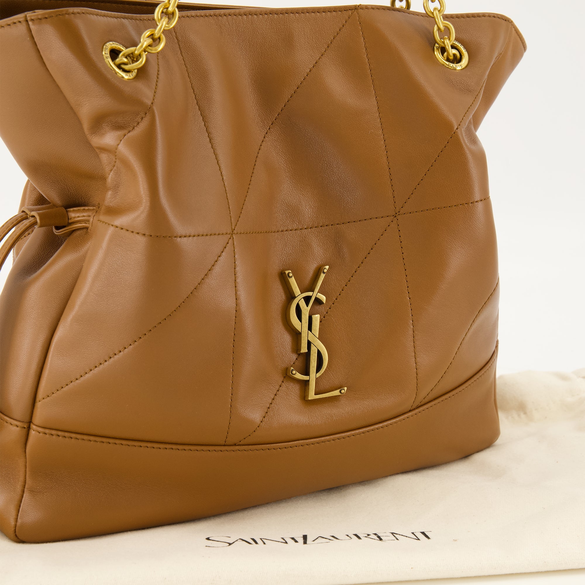Sacs seau 제이미 갈색 가죽 쇼핑백 Saint Laurent Marron Femme