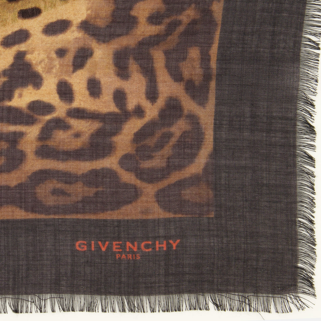 Écharpes, foulards et gants Écharpe en laine et soie imprimé léopard Givenchy Marron Femme