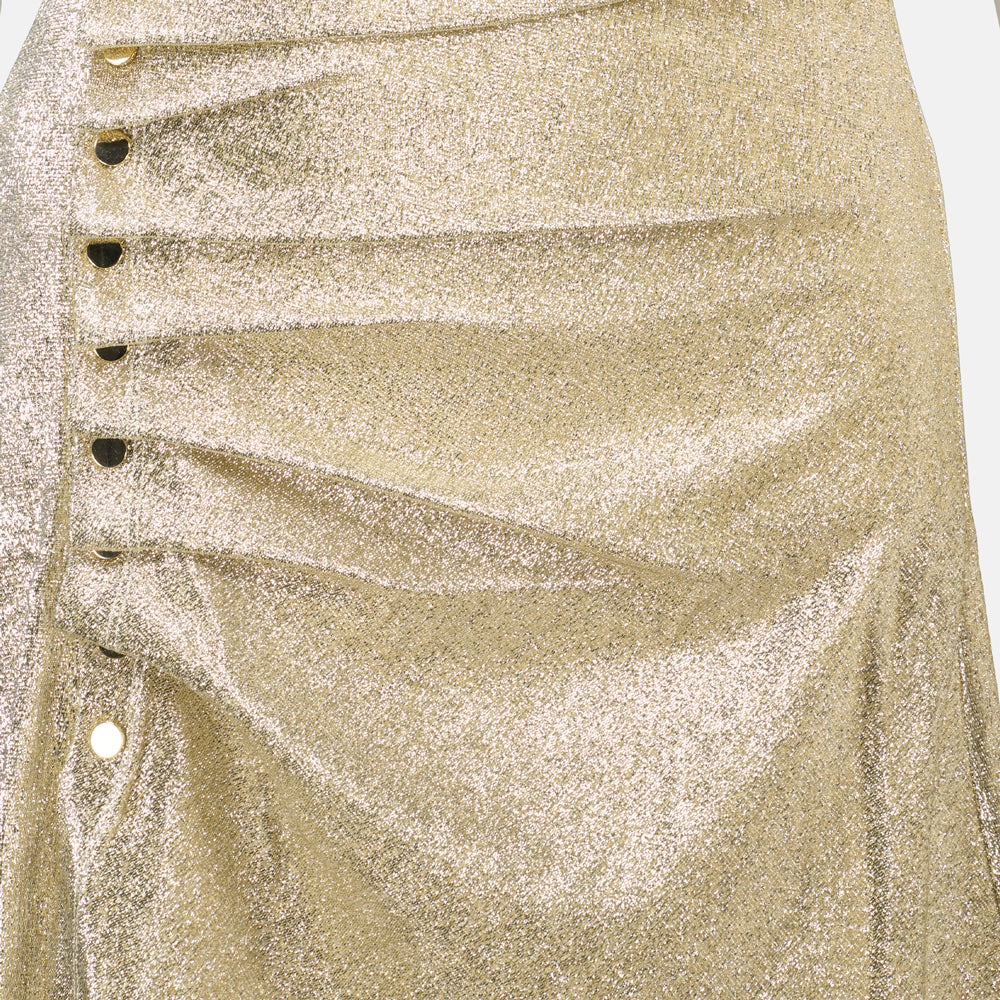 Vestidos Vestido Lurex Drapado Rabanne Ouro Mulher