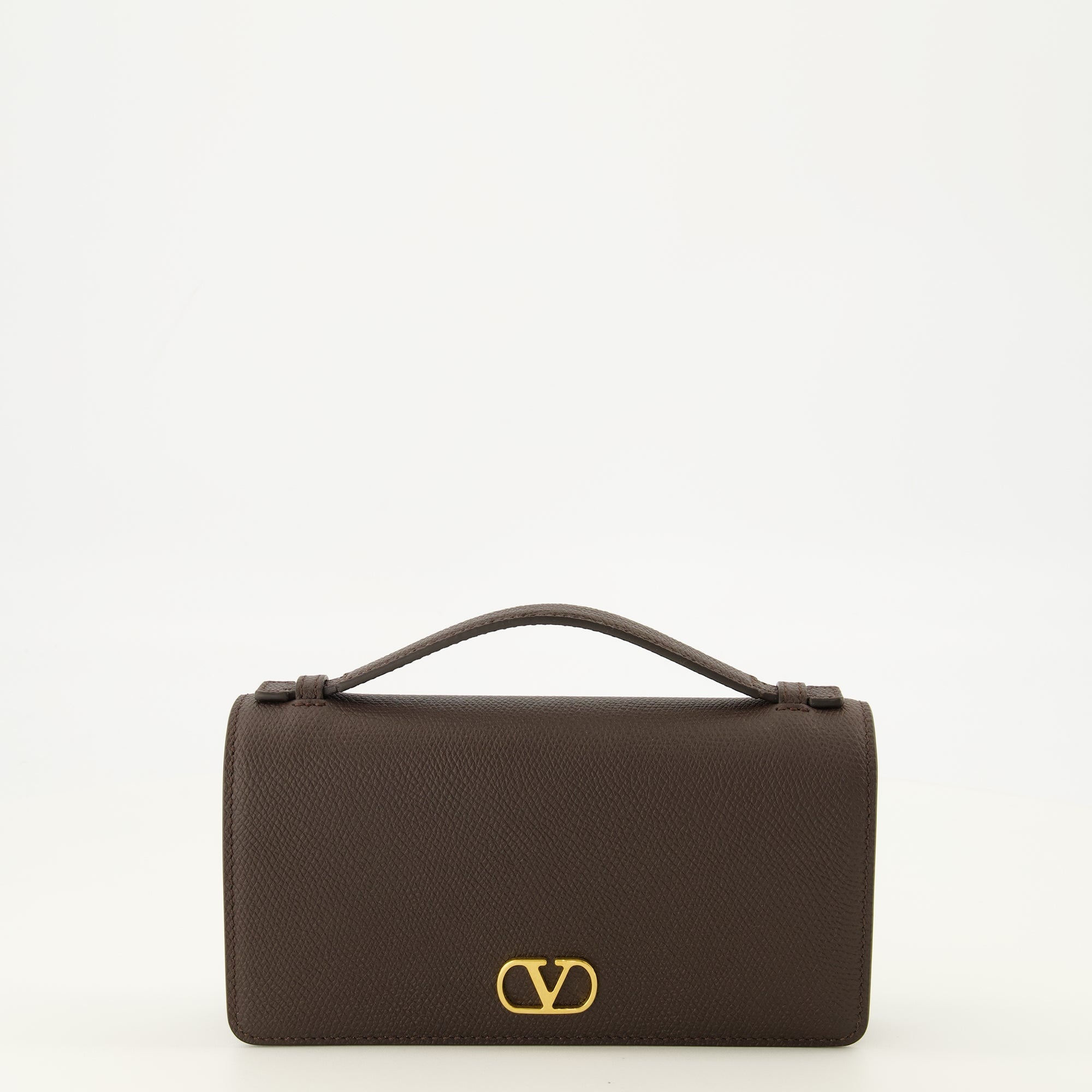 Petite maroquinerie VLogo Kettenbörse aus braunem Leder Valentino Garavani Marron Femme