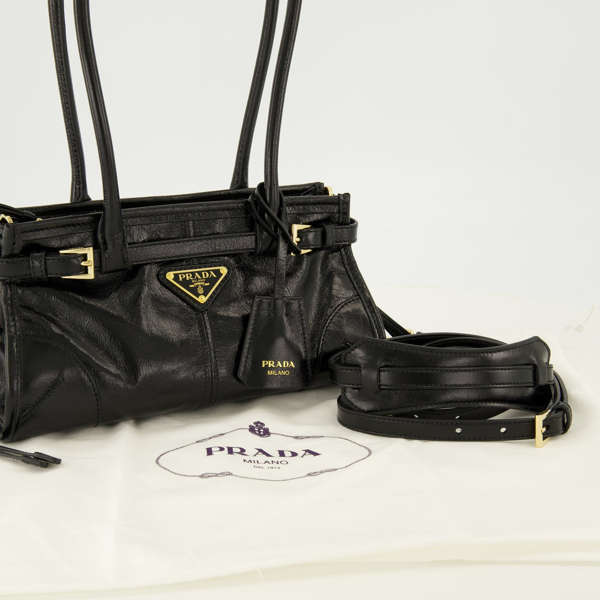 Sacs à main et épaule Mini sac Bonnie en cuir Prada Noir Femme