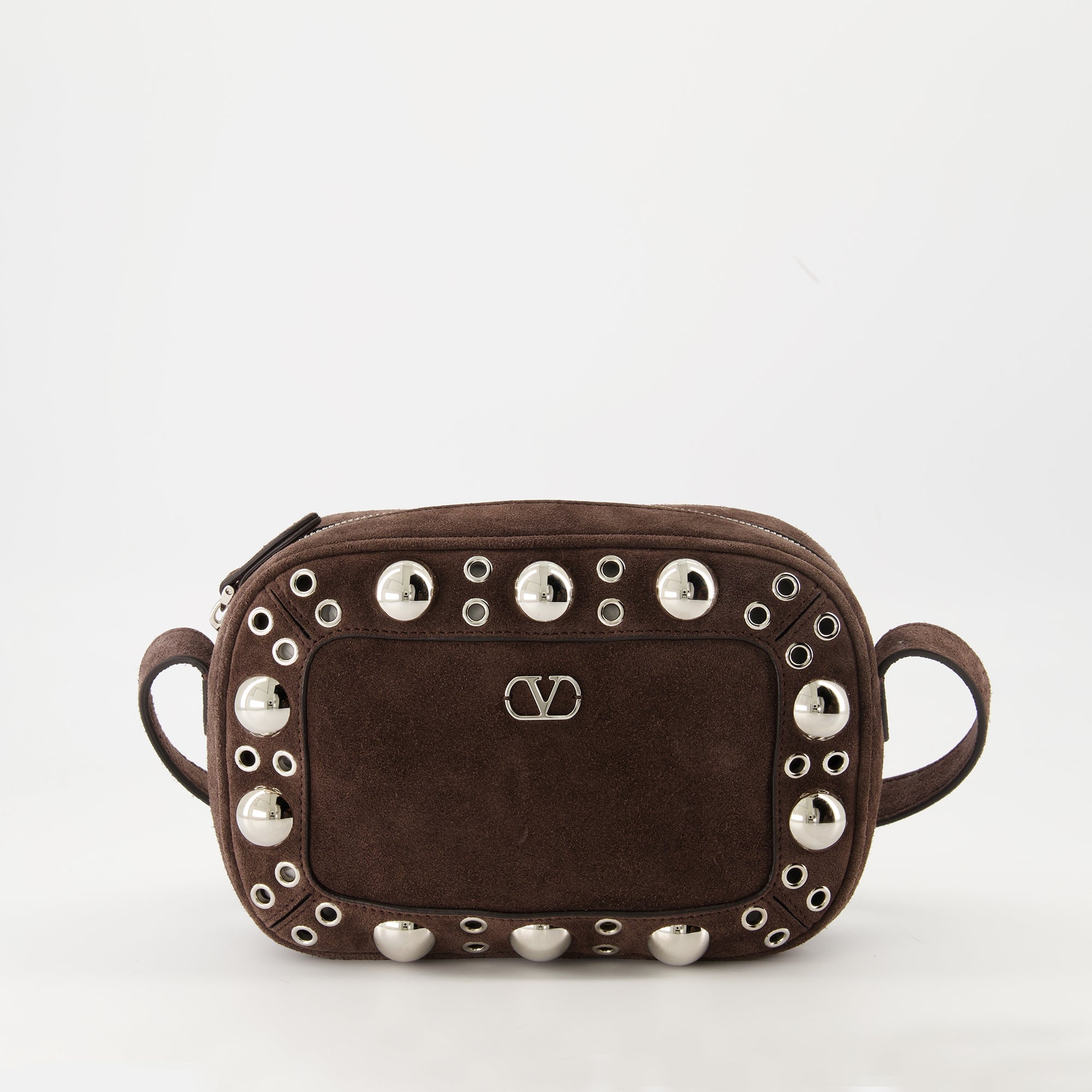 Sacs bandoulière Pochette Nellcôte en daim Valentino Garavani Marron Femme