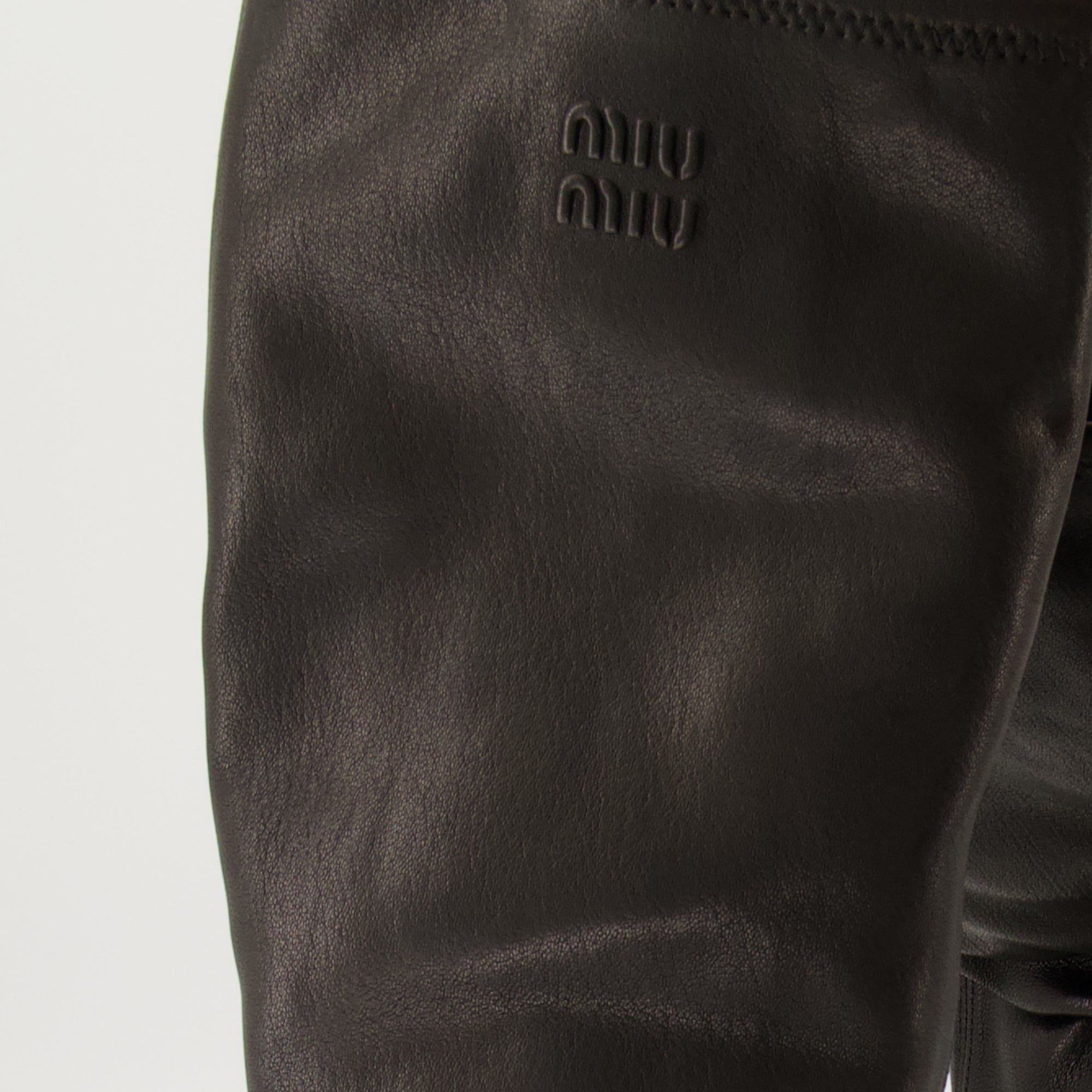 Bottes ブラックストレッチナッパレザーブーツ Miu Miu Noir Femme