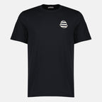 T-shirts Navy Gestreiftes Logo Baumwoll-T-Shirt Moncler Bleu foncé Homme