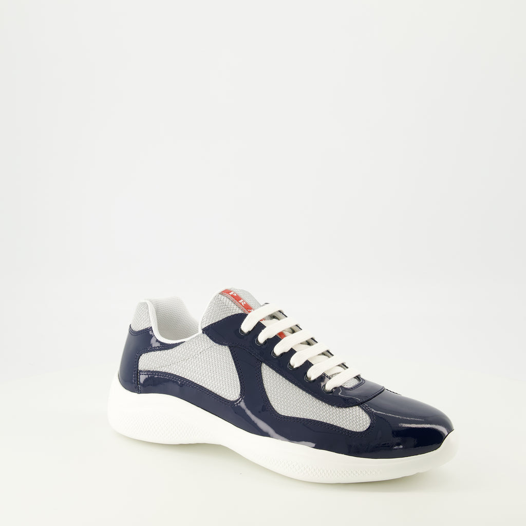 Image of the article Prada America's Cup navy blue sneakers for men - Spring-Summer 2026 - Three-quarter front right view