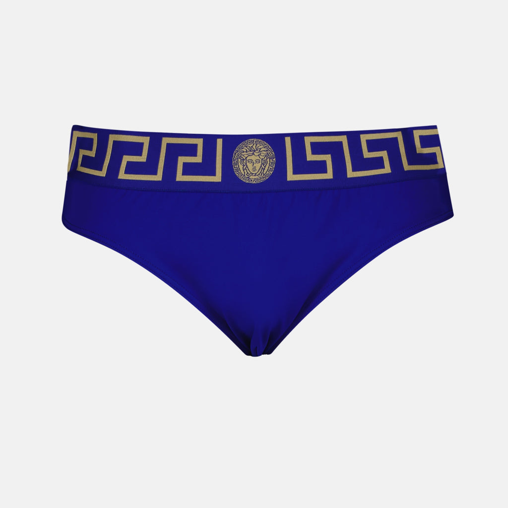 Beachwear Slip de bain Medusa Greca Versace Bleu Homme