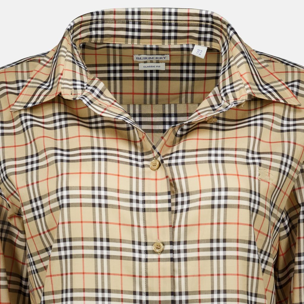 Chemises 체크 면 셔츠 Burberry Beige Femme