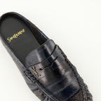 Chaussures ouvertes Eel Leather Loafer Mules Saint Laurent Bleu foncé Femme