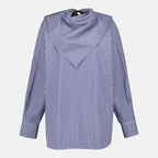 Image de l'article Blouse à rayures bleu marine de la marque Ami PARIS pour Unisex - Saison Automne-Hiver 2025 - Vue de Face