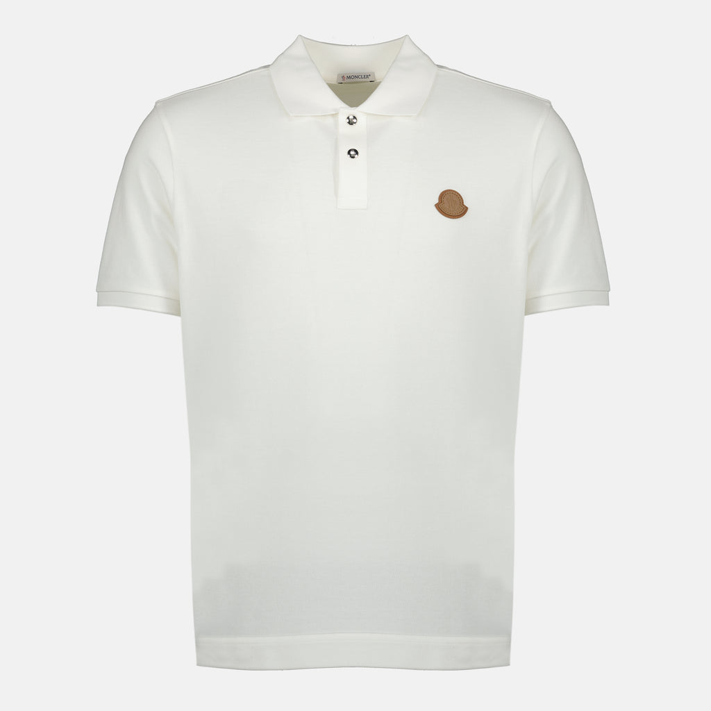 Image de l'article Polo en piqué de coton blanc de la marque Moncler pour Homme - Saison Printemps-Été 2026 - Vue de Face
