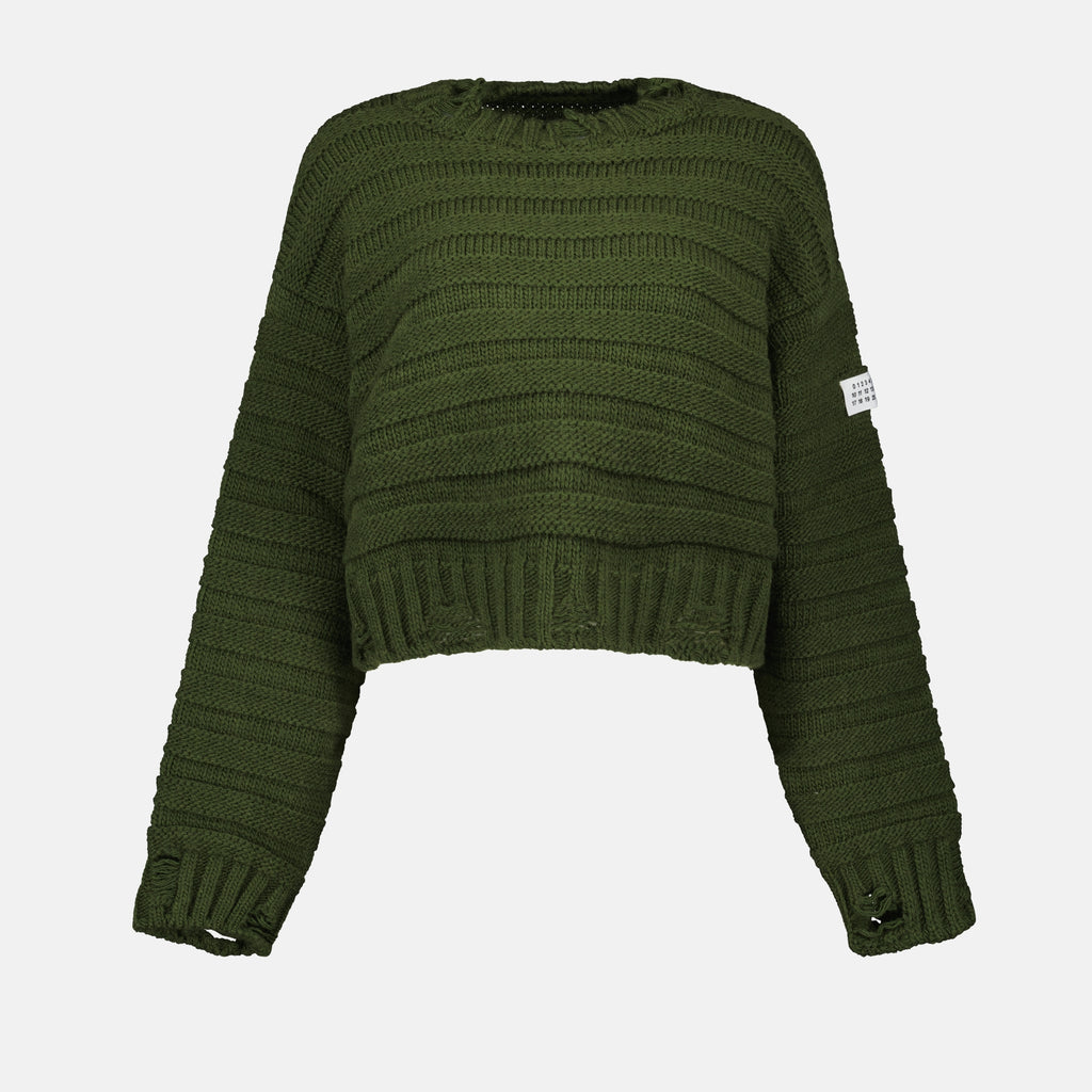 Maglieria Maglione Effetto Usato Mm6 Cachi Femme