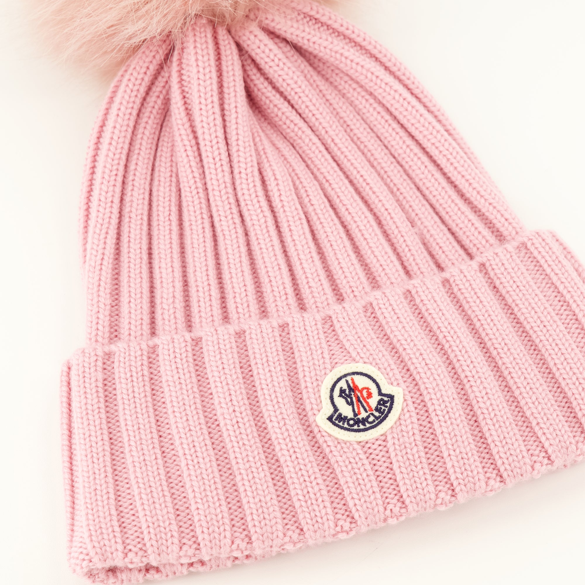 Chapeaux, casquettes et bonnets Bonnet en laine rose avec pompom Moncler Rose Femme