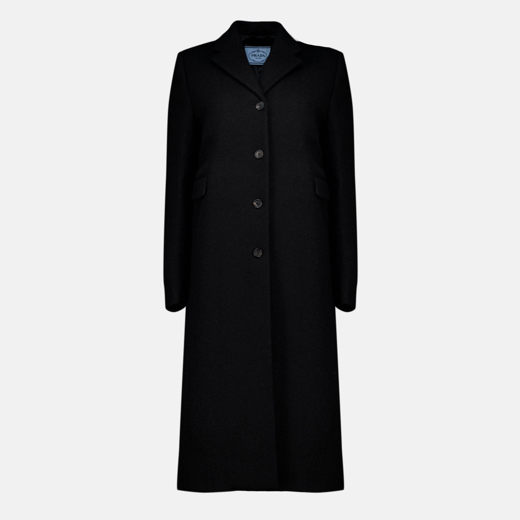 Manteaux Casaco de Lã Preto Prada Noir Femme