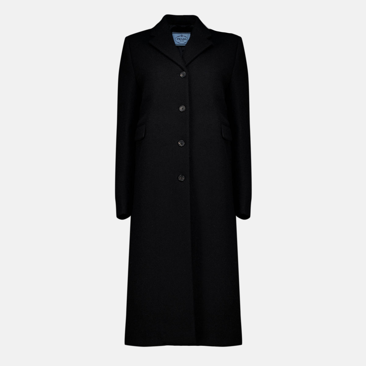 Manteaux Black Wool Coat Prada Noir Femme