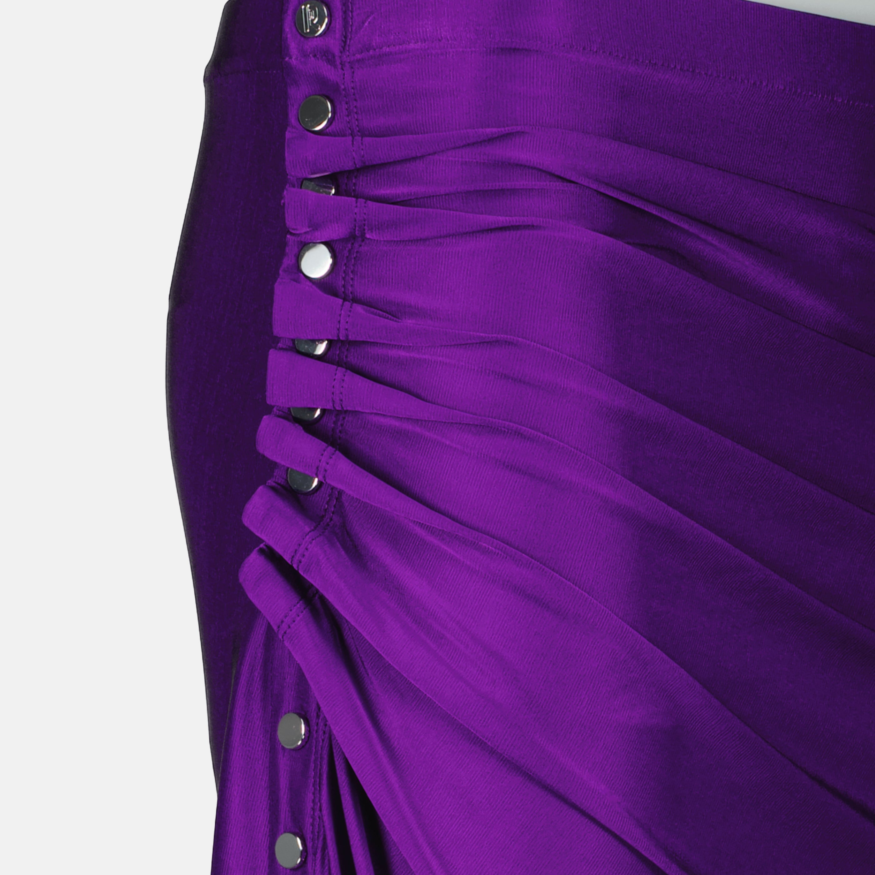 Image de l'article Jupe midi drapée en jersey violette effet satiné de la marque Rabanne pour Femme - Saison Printemps-Été 2026 - Vue détaillée_1