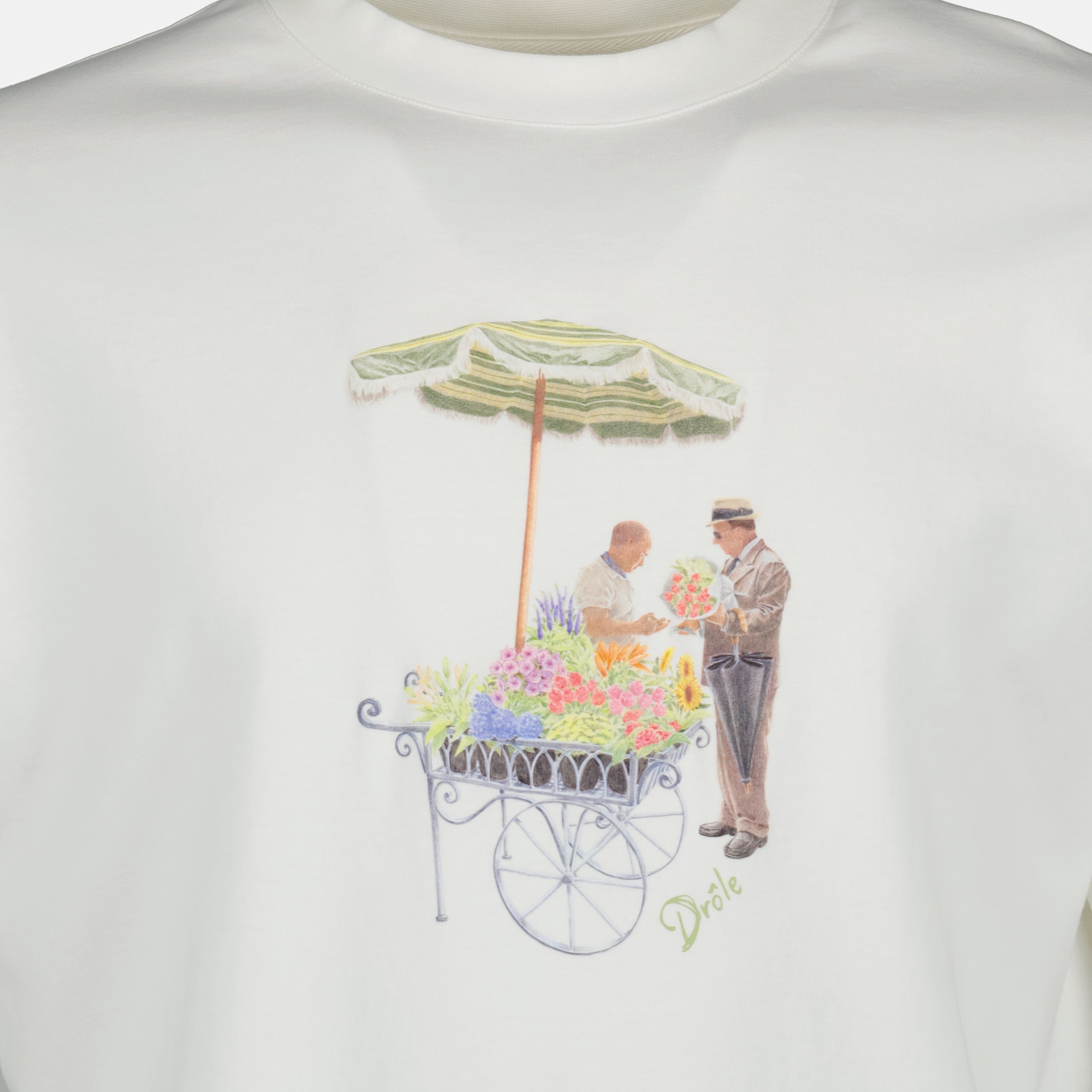 Imagem da t-shirt branca 'Florista' da marca Drole De Monsieur para Homens - Coleção Primavera-Verão 2026 - Vista Detalhada_2
