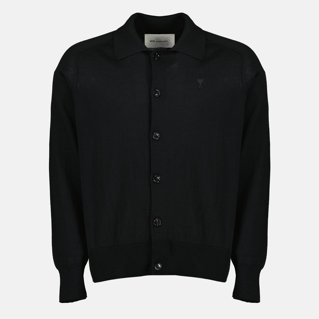 Chemises Schwarzer Wollcardigan Ami PARIS Noir Homme